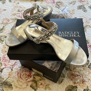 Beautiful Badgley Mischka Jeweled Silver Larisa Dressy Sandals